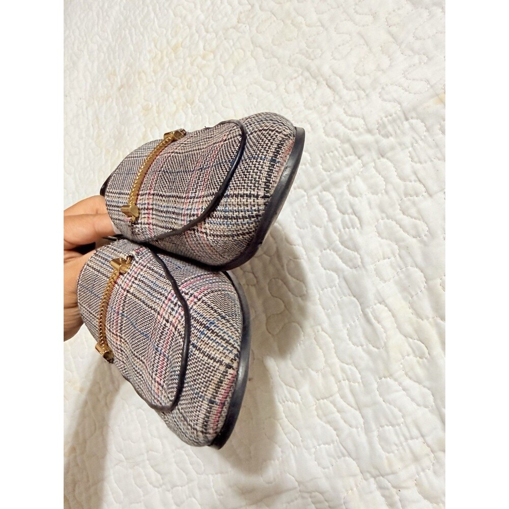 Sam Edelman Plaid Bit Loafer Flats Gray Fabric Almond Toe Slip On Size 9 EU 39 - Picture 8 of 11